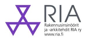 Rakennusinsinöörit ja -arkkitehdit RIA ry:n logo, josta on ohjaus RIAN verkkosivuille.